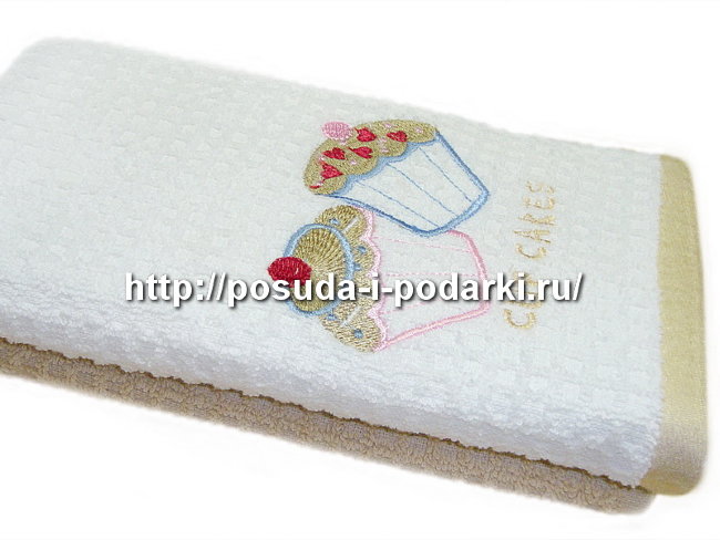 Набор кух.полотенец TAC/40*70/махровые, вышивка, 2шт., CUP CAKES белый/бежевый Набор кух.полотенец TAC/40*70/махровые, вышивка, 2шт., CUP CAKES белый/бежевый