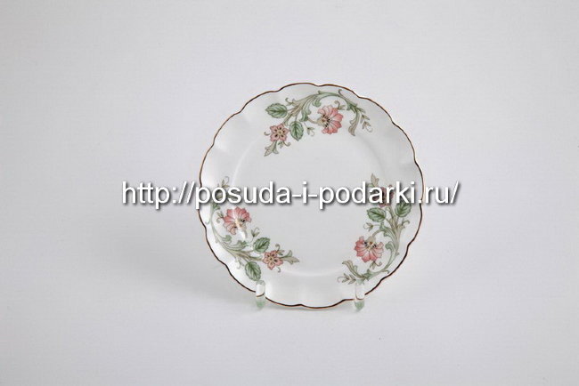 Тарелки мелкие (набор 6 тарелок) Магнолия Персия (золотая лента) 21,5 см