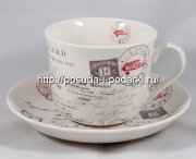 Чашка с блюдцем Письмо 400 мл