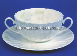 Бульонная чашка с блюдцем Магнолия Грэй 370 мл