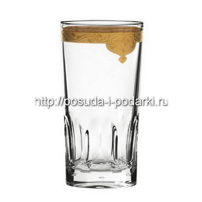 Набор 6 стаканов для воды Санссуси, прозрачные с золотом