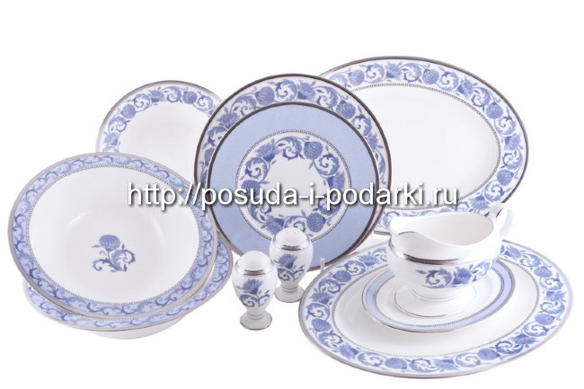 Сервиз столовый на 6 персон 26 пр.  Сонет на синем