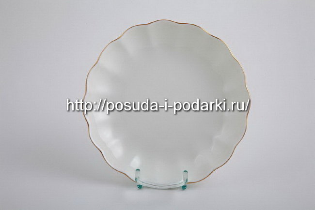 Блюдо для фруктов Магнолия белая (золотая лента) 30,5см 