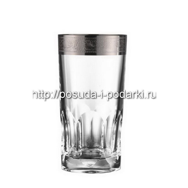 Набор 6 стаканов для воды Дворец прозрачные с платиной