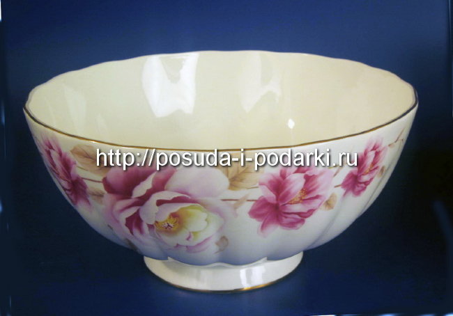 Салатник 23 см высокий Розис (золотая лента)