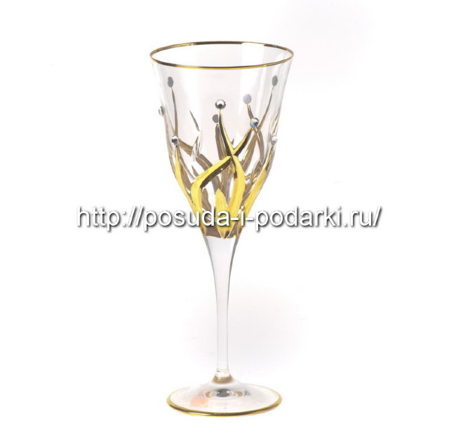 Набор 6 рюмок для ликера 60 мл Зара с кристаллами, h-16 см