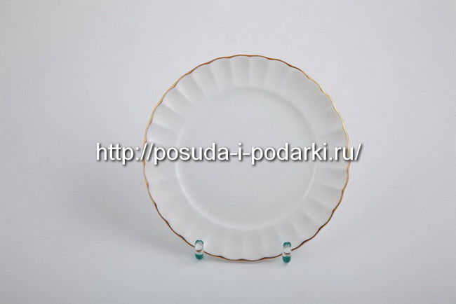 Тарелки мелкие (набор 6 тарелок) Магнолия белая (золотая лента) 18 см