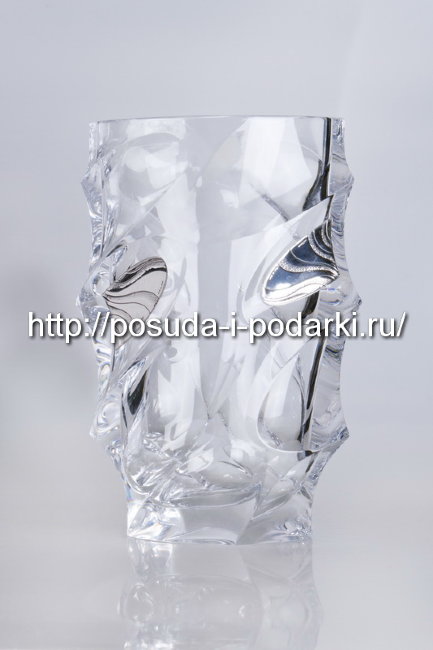 Ваза для цветов хрустальная с посеребрением 28 см