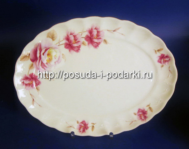 Блюдо овальное 24см Розис (золотая лента)