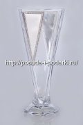 Ваза для цветов хрустальная с посеребрением Квадро 28 см