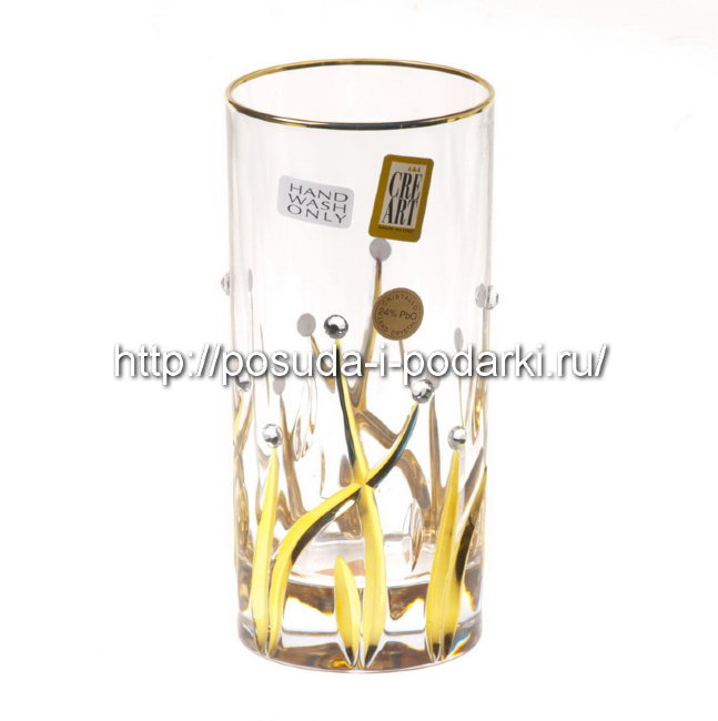 Набор 6 стаканов для воды 300 мл Зара с кристаллами, h-15 см