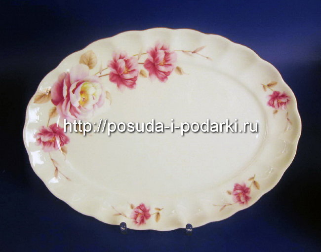 Блюдо овальное 28 см Розис (золотая лента)