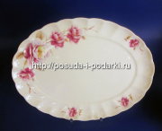 Блюдо овальное 37 см Розис (золотая лента)