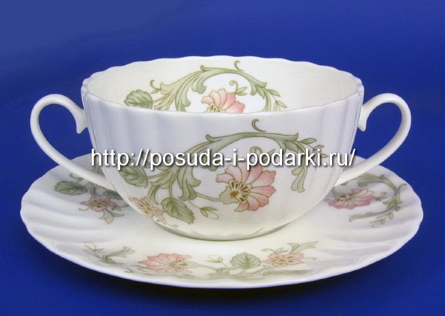 Бульонная чашка с блюдцем Магнолия Персия 370 мл 