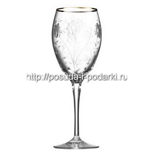 Набор 6 бокалов для вина Романтик, прозрачные с золотом