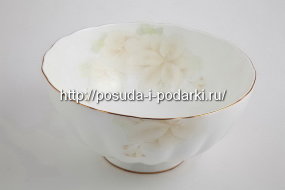 Салатник высокий Магнолия Крем (золотая лента) 23 см