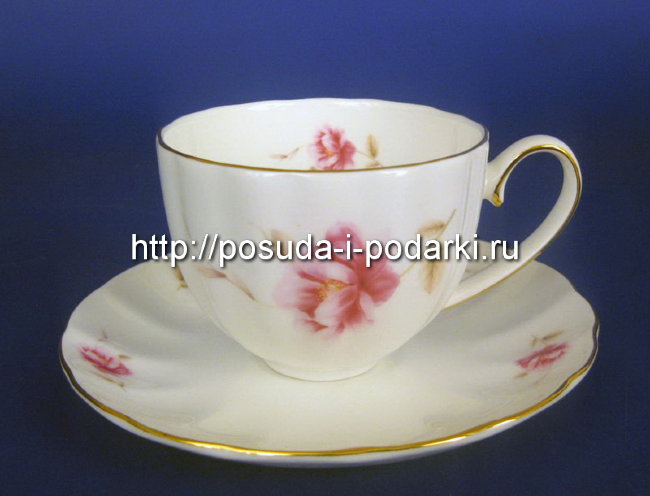 Кофейные чашки с блюдцами (кофейный набор) на 6 персон Розис (золотая лента) 150 мл