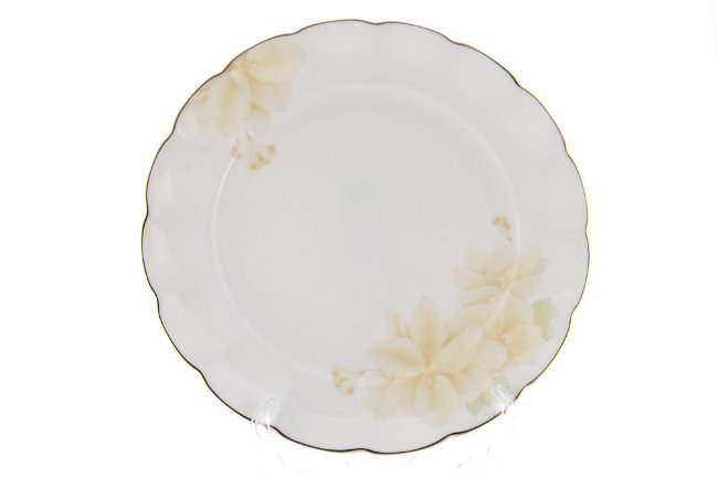 Блюдо для торта Магнолия Крем (золотая лента) 32 см