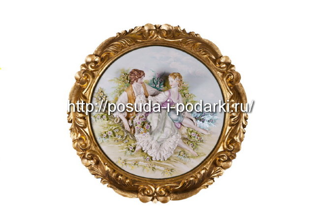 Барельеф (фарфоровая картина) Свидание d-65 см круглый
