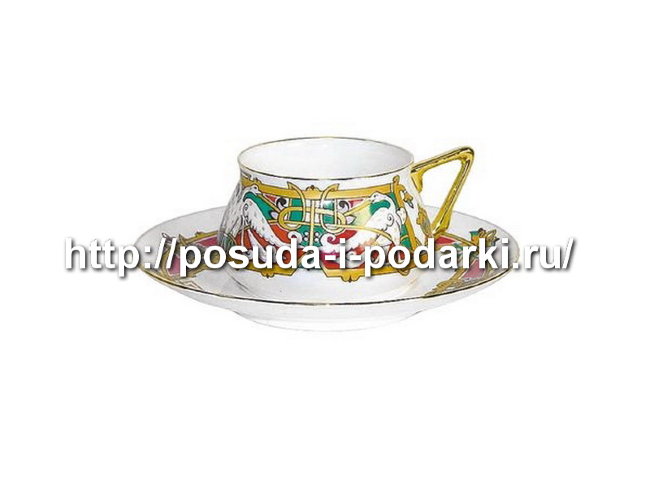 Чашка с блюдцем кофейная Билибина1 180 мл Сказочные птицы КН1