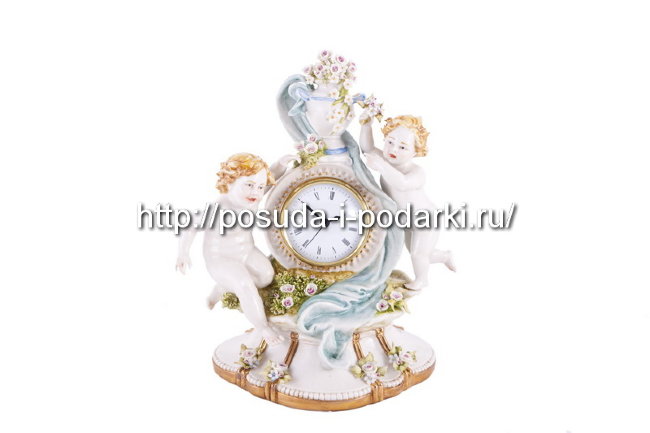 Настольные Часы фарфоровые Херувимы 22*25h см