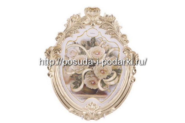 Панно Белые розы овальное 35*45 см