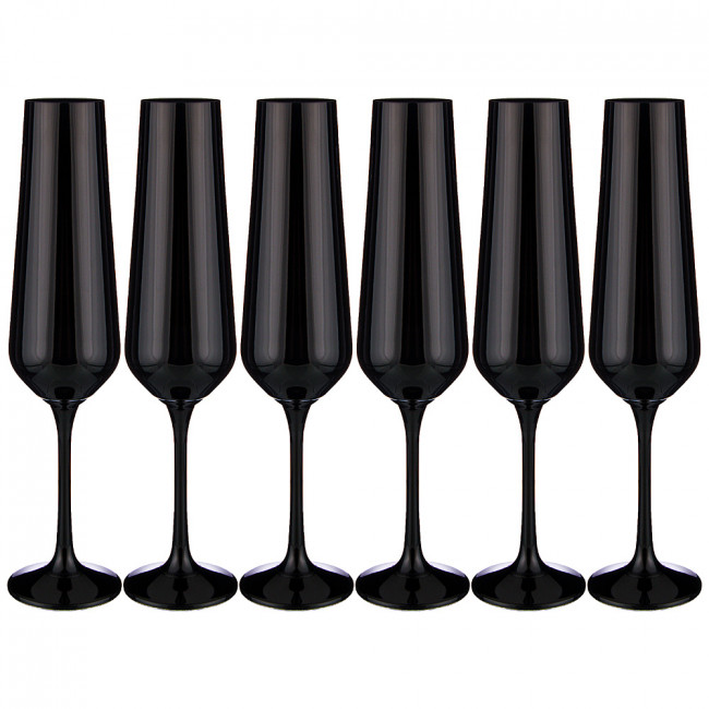 НАБОР БОКАЛОВ ДЛЯ ШАМПАНСКОГО SANDRA SPRAYED BLACK ИЗ 6 ШТ. 200 МЛ. ВЫСОТА=25 СМ. (КОР=8НАБОР.)