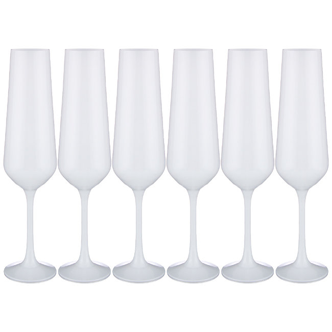 НАБОР БОКАЛОВ ДЛЯ ШАМПАНСКОГО SANDRA SPRAYED WHITE ИЗ 6 ШТ. 200 МЛ. ВЫСОТА=24 СМ. (КОР=8НАБОР.)