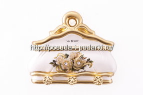 Вешалка для трех полотенец Белые розы 15*12h см