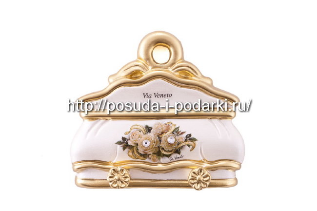 Вешалка для двух полотенец Белые розы 12*10 см