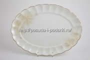 Блюдо овальное Магнолия Крем (золотая лента) 37 см