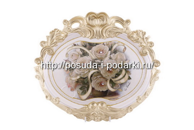 Панно Белые розы овальное 42*33 см