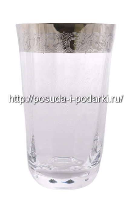 Набор 6 стаканов для воды 280 мл Аллегро декор Сан Марко с платиной h-12 см