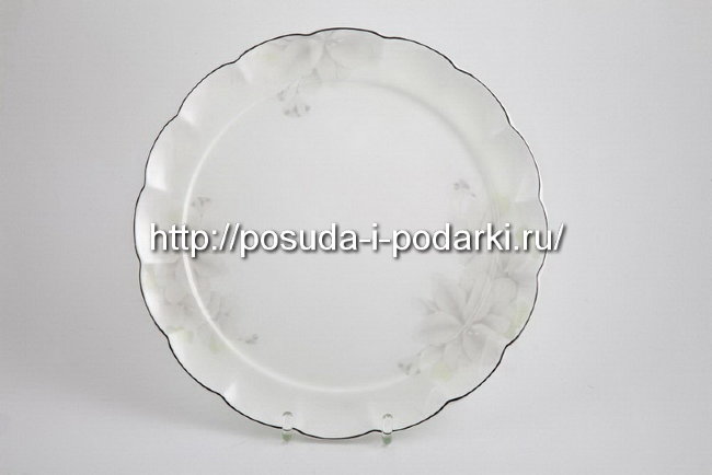 Блюдо круглое Магнолия Грэй (платиновая лента) 32 см