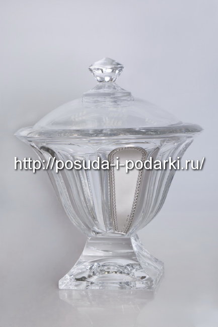 Конфетница с крышкой с посеребрением 27 см