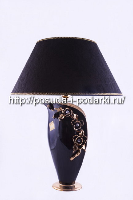 Светильник настольный Розы черный с кристаллами Сваровски d-48, h-62 см CERAMICHE STELLA