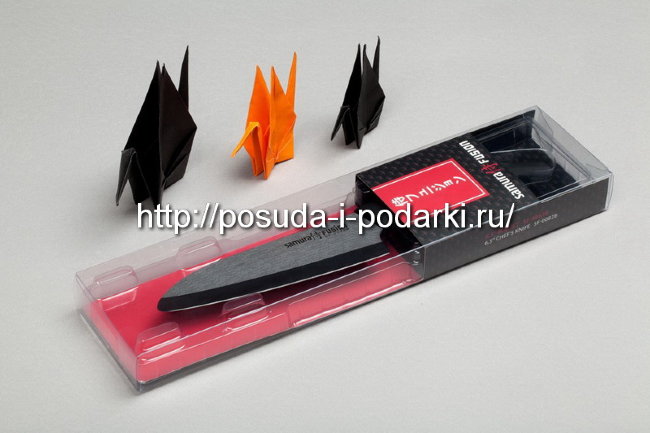 Нож кухонный керамический. SF-0023B Нож кухонный "Samura FUSION" Сантоку 145 мм, черная циркониевая керамика,(Черный)