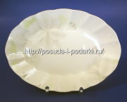 Блюдо овальное глубокое Магнолия Грэй (платиновая лента) 23 см