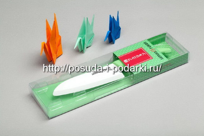 Нож кухонный керамический. SF-0023G Нож кухонный "Samura FUSION" Сантоку 145 мм, циркониевая керамика,(Салатовый)