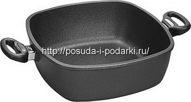 Сковорода c антипригарным титановым покрытием с 2-мя ручками h-10 см, 24*24 см, объем 4 л