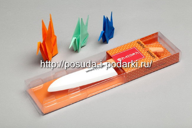 Нож кухонный керамический. SF-0023O Нож кухонный "Samura FUSION" Сантоку 145 мм, циркониевая керамика,(Оранжевый)