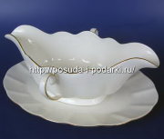 Соусник на подставке Магнолия белая (золотая лента) 