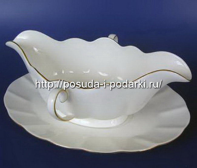 Соусник на подставке Магнолия белая (золотая лента) 