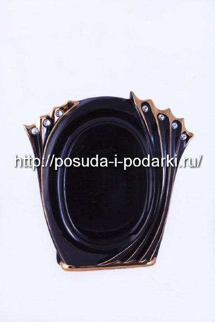 Фоторамка керамическая Поэма черная с золотом с кристаллми Сваровски 33*34 см CERAMICHE STELLA