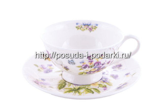 Чашка с блюдцем Романтичные фиалки 150 мл