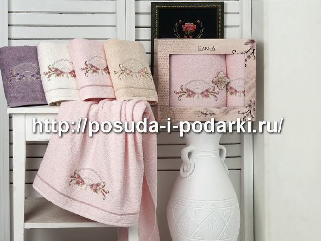 Набор махровых полотенец "KARNA" YELPAZE 50х80*1 70х130*1 см 2 шт. Абрикосовый