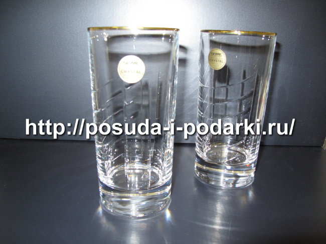 Стаканы для воды (Набор 6 стаканов) Венеция 350 мл, отводка золото
