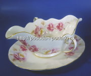 Соусник 0,45 л с подставкой Розис (золотая лента)