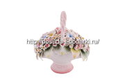 Статуэтка фарфоровая. Корзинка овальная с цветами 16*11, h-18 см
