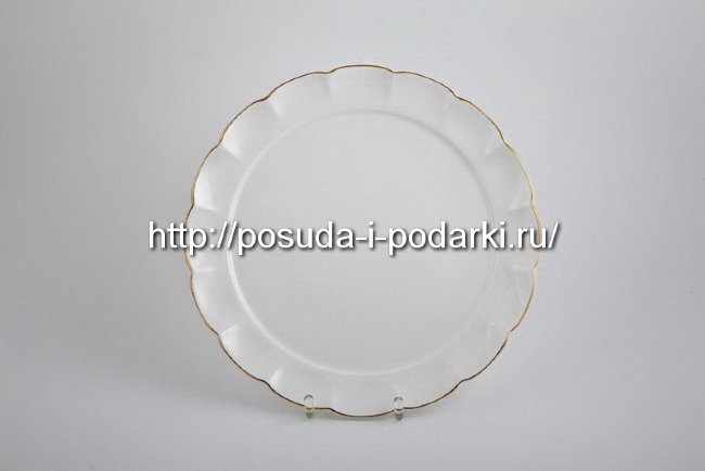 Тарелки мелкие (набор 6 тарелок) Магнолия белая (золотая лента) 21,5 см